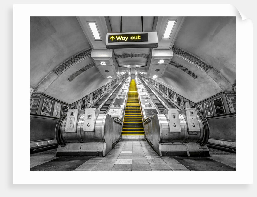 Escalators at subway station by Assaf Frank